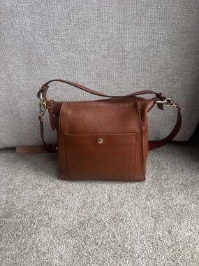 Cole Haan Grand Series British Tan Pebble Leather Crossbody Shoulder Bag